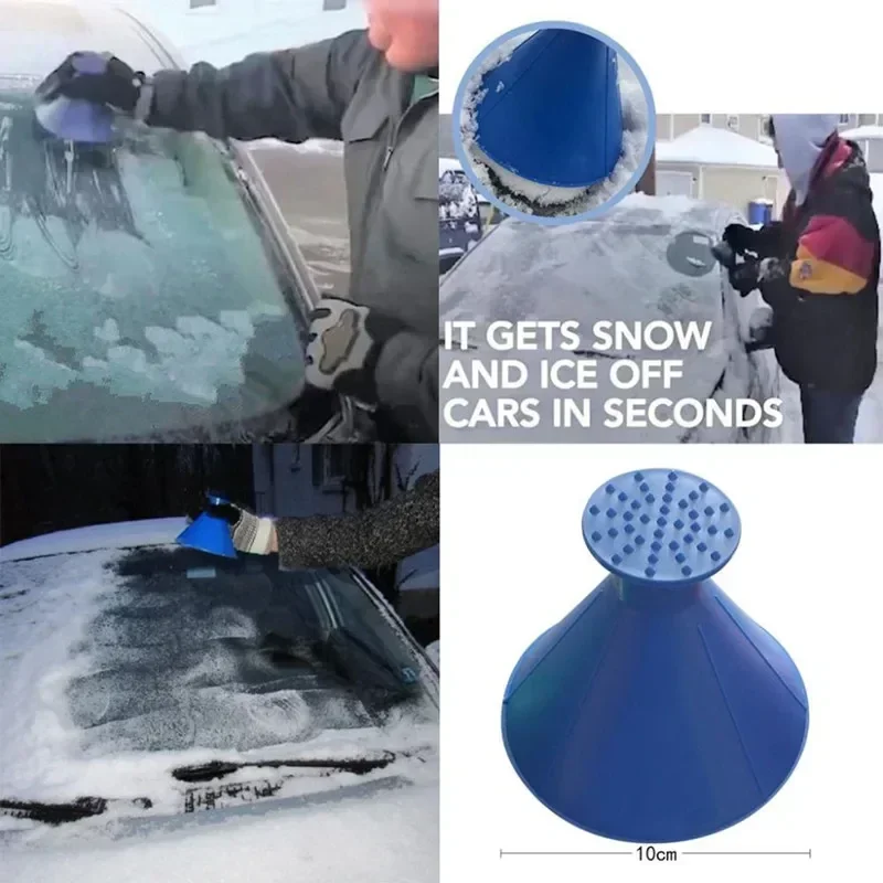 

Winter Auto Car Magic Window Windshield Ice Scraper Shaped Funnel Snow Remover Deicer Cone Tool Scraping A Round Deicing，1pcs