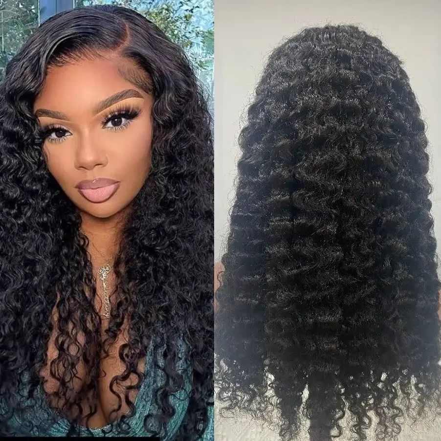 13x4 HD Lace Front Wigs 250% Density Raw Burmese Curly Human Hair Wigs For Women With Baby Hair Virgin Natural Black Wig