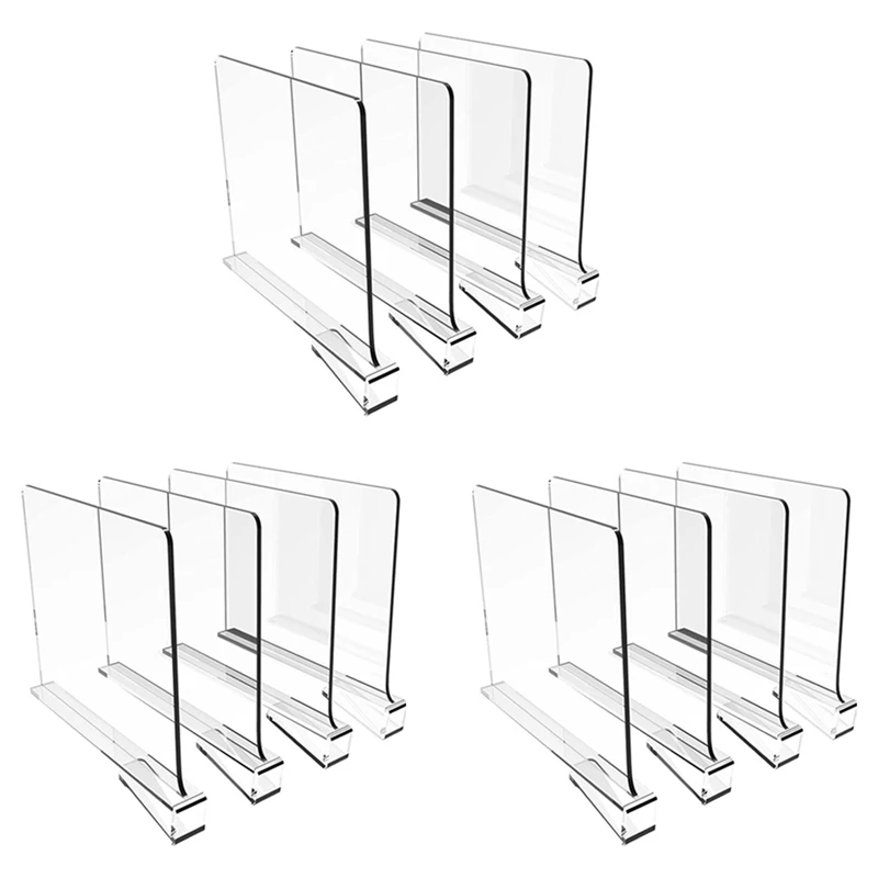 

12 Pack Shelf Dividers For Closet Organization,Clear Wood Shelves Dividers For Kitchen Cabinets,Clothes Organizer