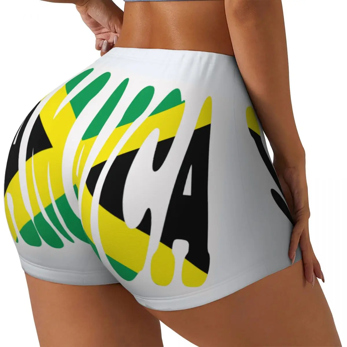 

Push Up Short Elasticity Scrunch Butt JAMAICA Flag Running Shorts Sports Shorts Womens Clothes Gym