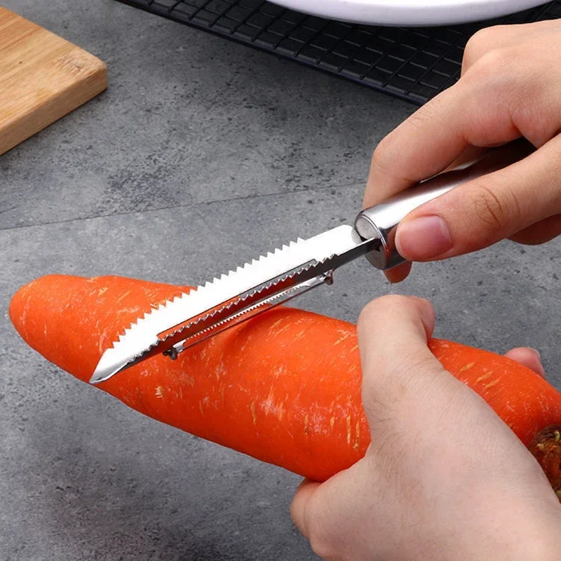 Pelador de frutas y verduras multifuncional, eliminador de escamas de pescado de acero inoxidable, herramientas para verduras, rebanador de patatas, utensilio de cocina, 1 ud.