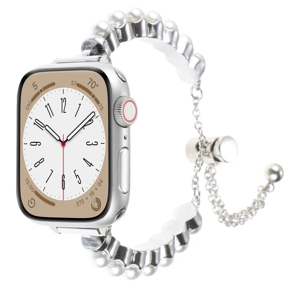 Pearl Stainless Steel For Apple Watch Ultra 2 1 49mm Metal Correa Bracelet For Iwatch Series 9 8 7 6 5 SE 45MM 41 42 44MM 38MM