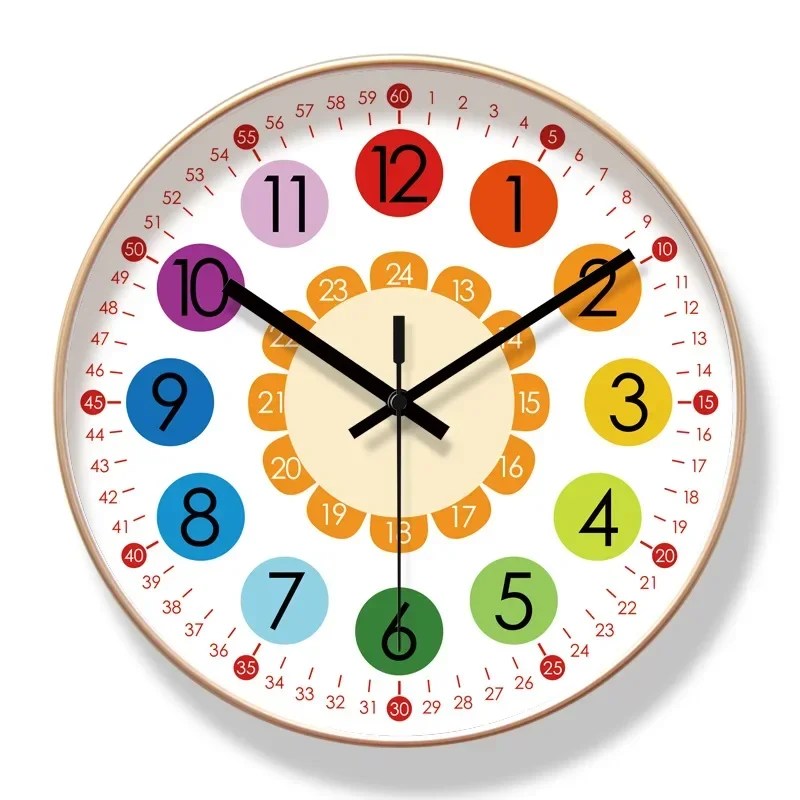 Cartoon Clock Children Creative Wall Clock Simple Home Living Room Early Education Silent Teaching Clocks decor Reloj De Pared