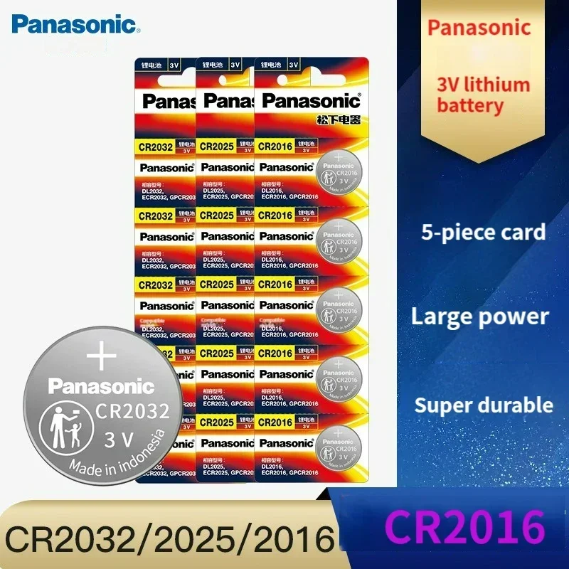 Panasonic 3V CR2016 Button Batteries LM2016 BR2016 DL2016 Cell Phone Coin Lithium Battery For Clock Electronic Toy Calculators