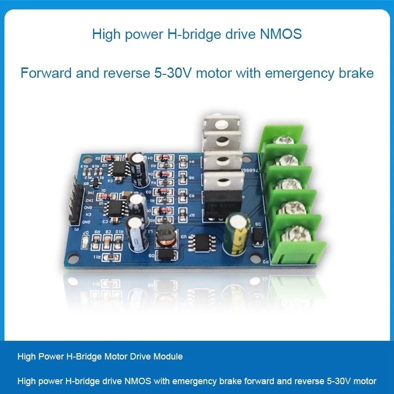 High-Power H-Brug Motor Aandrijfmodule 5-30V Motormodule Nmos Met Noodrem Naar Voren En Achteruit