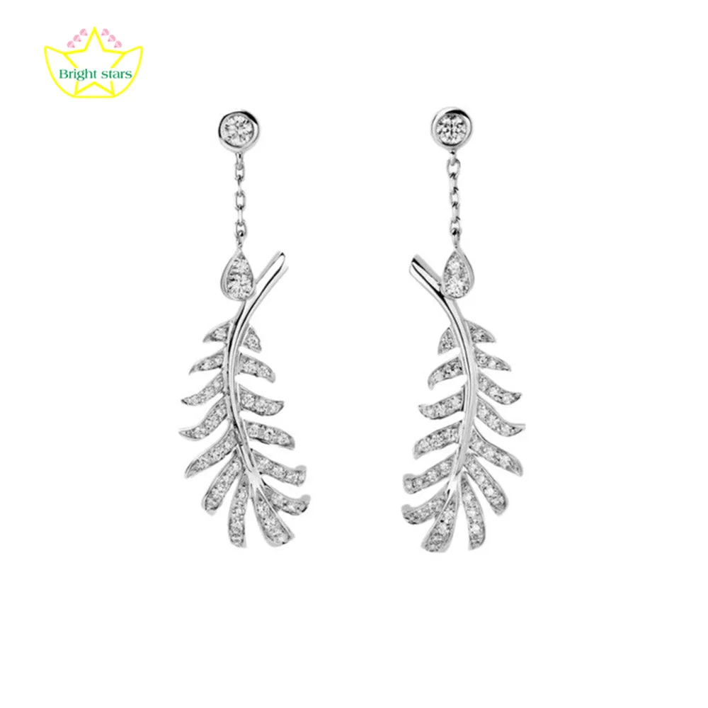 

Bright Stars S925 sterling silver light luxury unique design tassel feather stud earrings women fashion fine jewerly