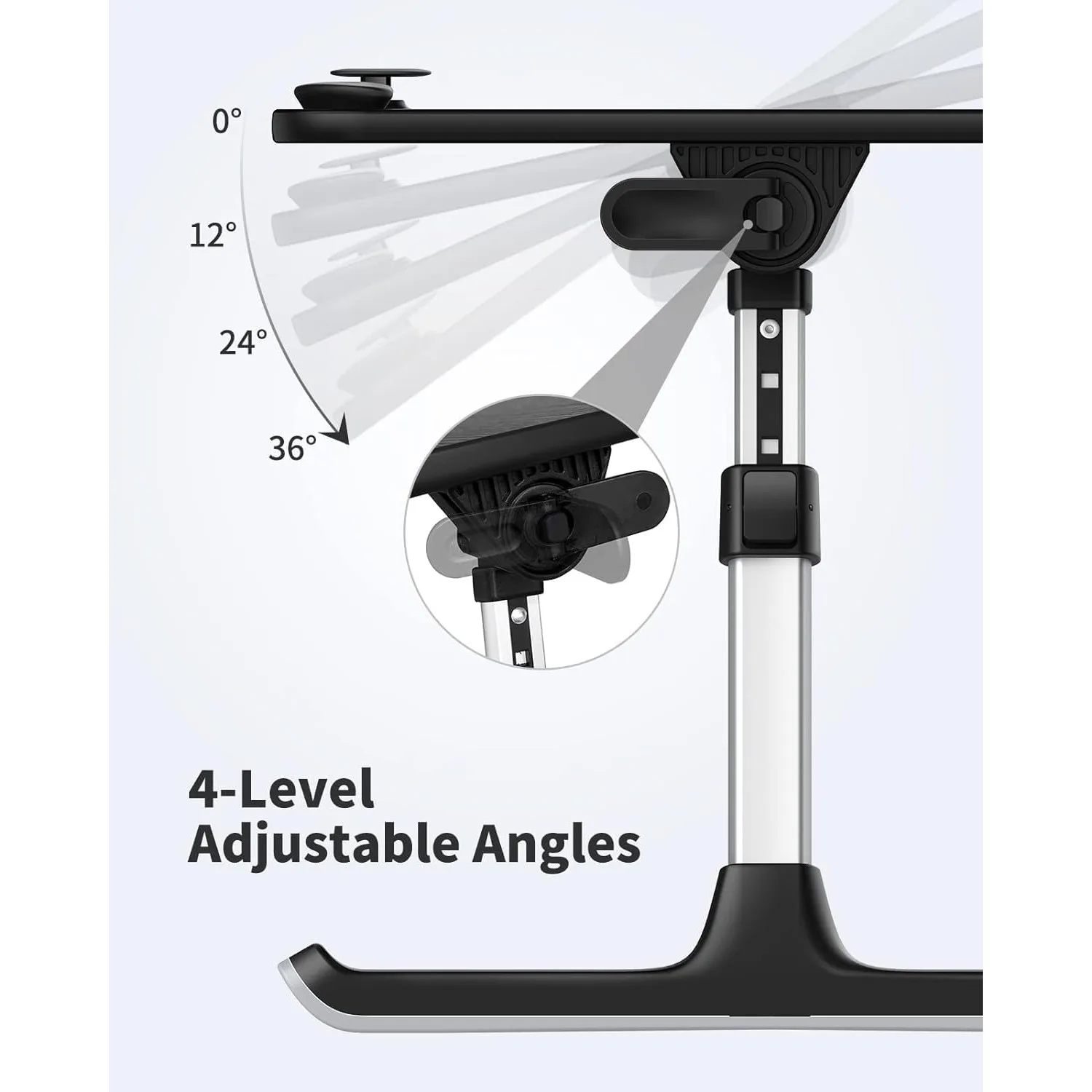 Estrutura de cama para laptop com altura e ângulo ajustáveis, mesa bandeja para laptop (preto)