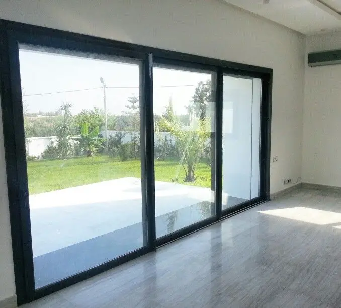 

Custom-Made Thermal Break Aluminum Alloy Glass Door Tempered Glass Hurricane Proof Heavy Sliding Door for Balcony Decoration