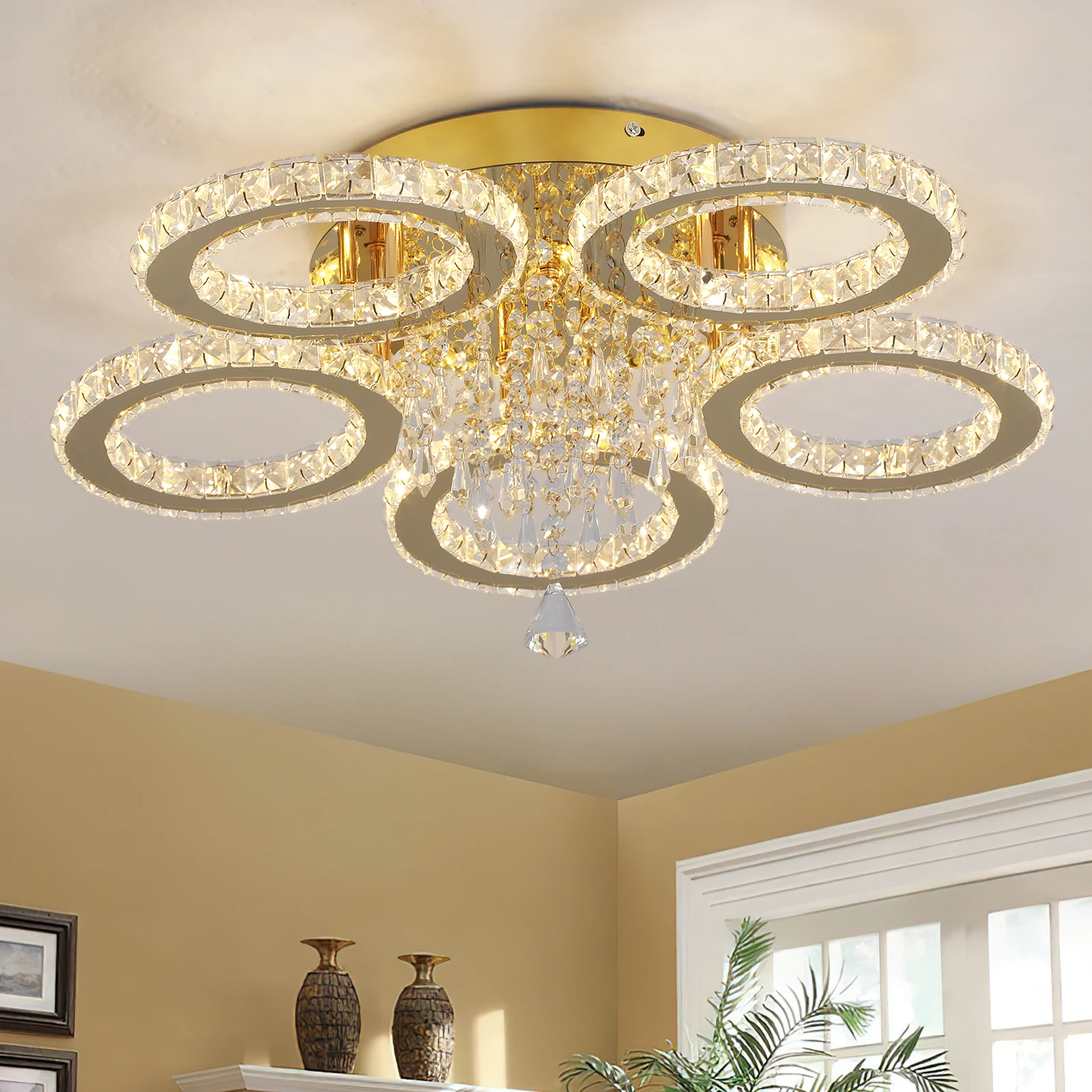 

Modern Crystal Ceiling Chandelier Lamp for Living Room Pendant Light Home Art Decora Lustre Ceiling Luminaire For Dining Bedroom