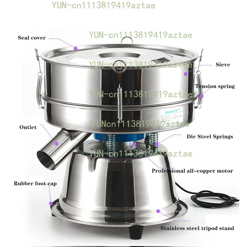 Household 220v 110V/220V Small Vibrating Screen Diameter 40CM Stainless Steel Screening Machine Rotary Screening Machine Powder