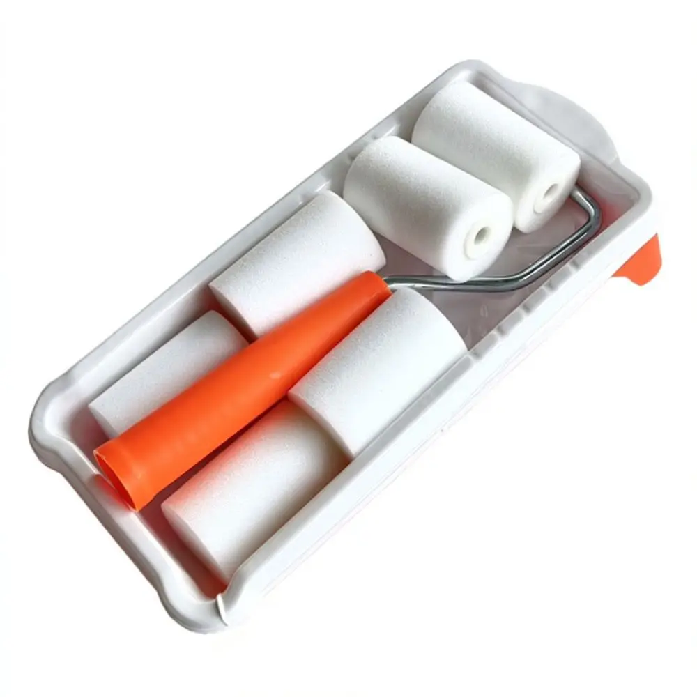 Small Roller Brush With Tray Set For Professional Wall Touch Up Furniture Cabinet Restoration Household Painting Supplies