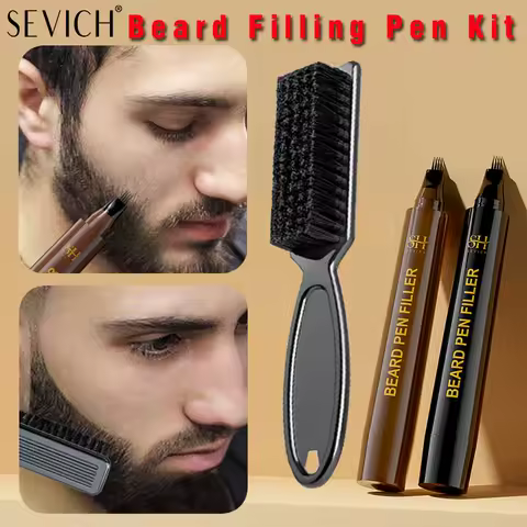 SEVICH Beard Filling Pen Kit Beard Enhancer Brush Beard Coloring Shaping Tools Waterproof Black Brown Hair Pencil Repair Tools