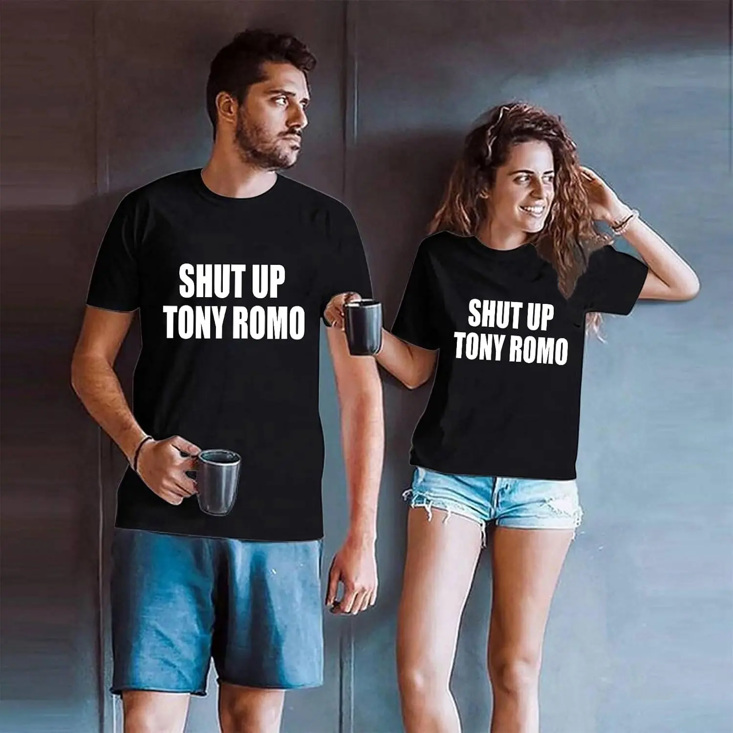 Graphic Oversized Tees for Women Men Shut Up Tony ROMO Print Tops Vintage Short Sleeve Loose Casual T Shirts