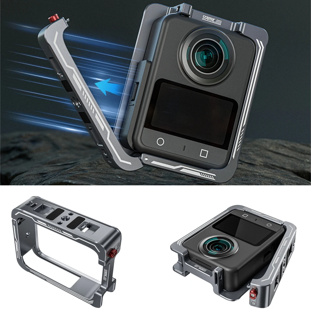 Gaiola de coelho de metal para dji osmo 360, proteção de liberação rápida, estrutura de suporte de tiro vertical, capa durável, acessórios de câmera
