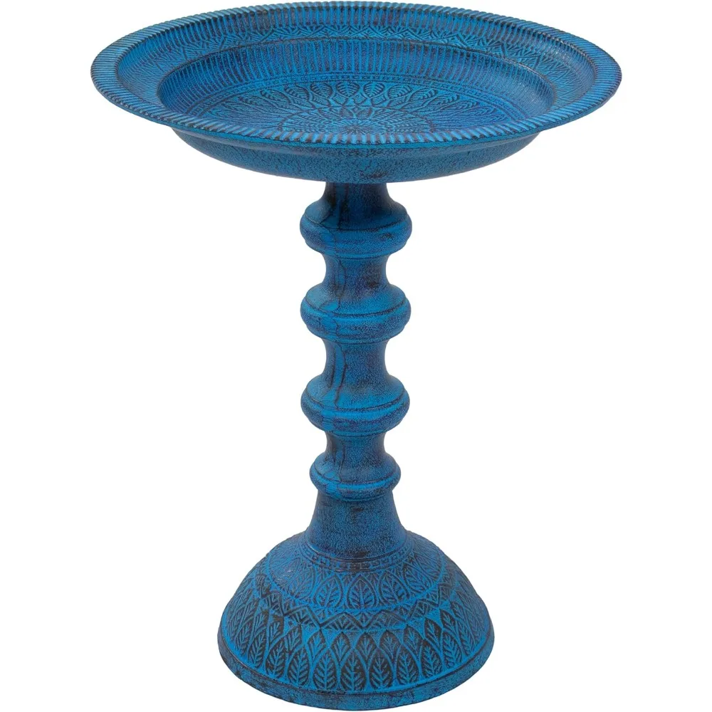 

Backyard Beauty Metal Bird Bath with UV-Resistant Finish - Cast Aluminum - Blue Patina - 18 H