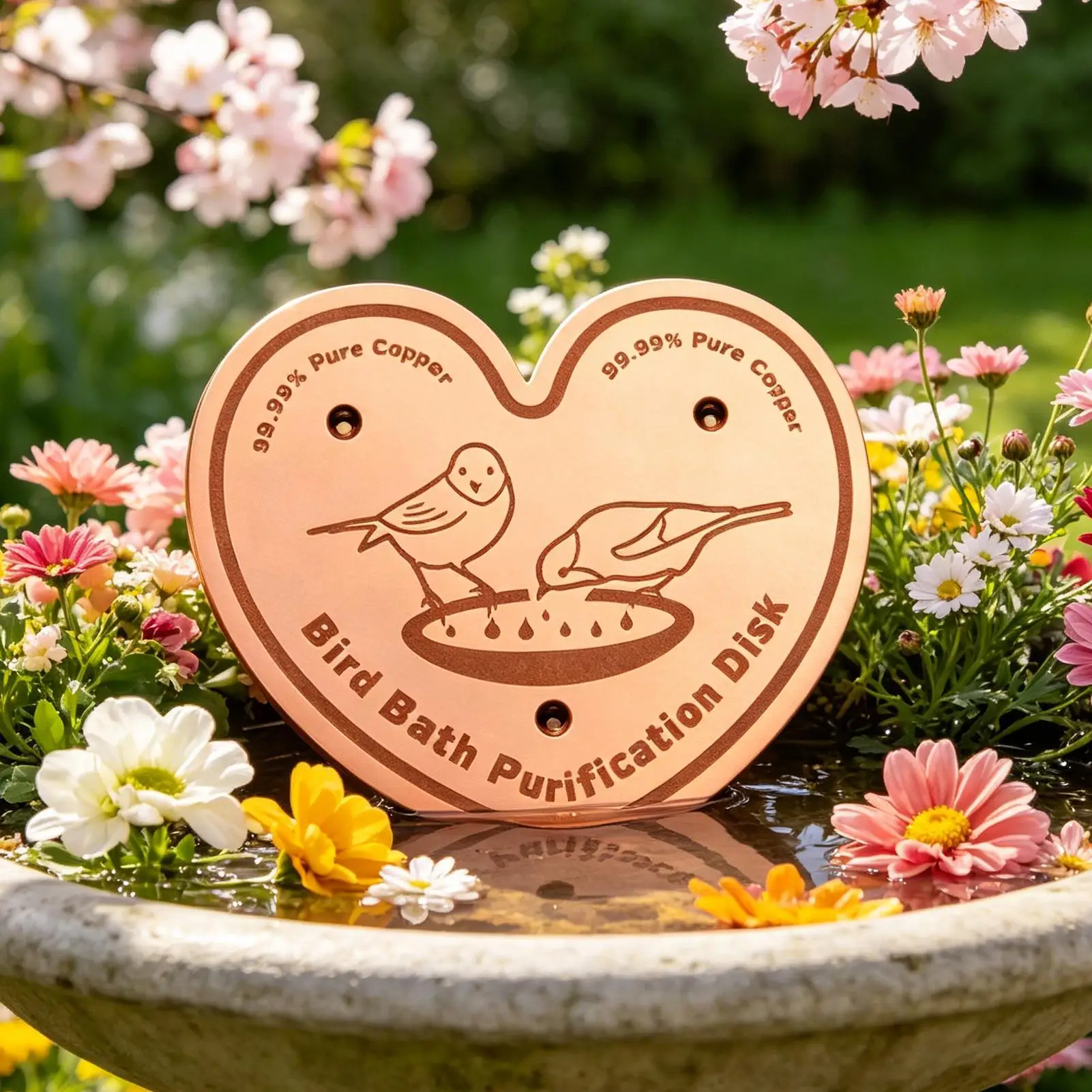 Copper Disc For Bird Bath Water Purification Plate Bird Bath Purification Disk With Triple-Point Support For Outdoor Garden - view 5