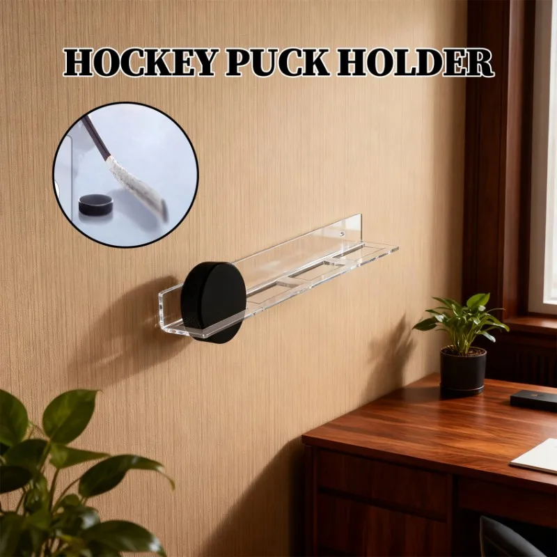 AEF6-2PCS Clear Hockey Pucks Wall Display For 4 Pucks, Premium Acrylic Showcase For Autographed Souvenir Memorabilia