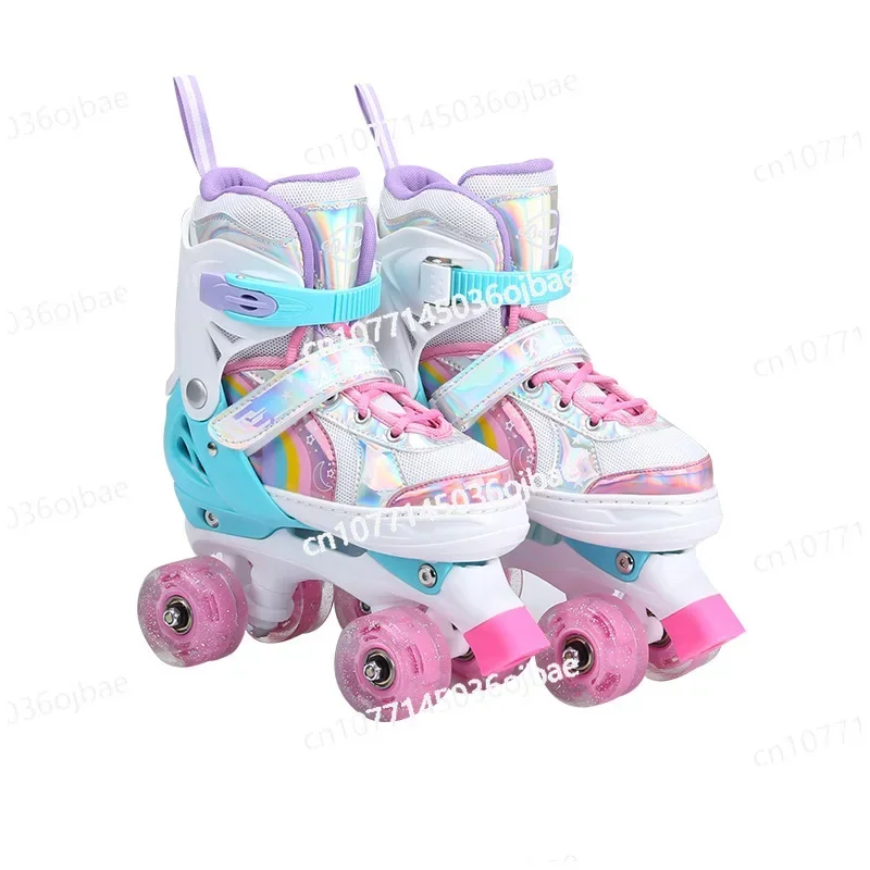 2-5-8 -10 Years Old Beginner Baby Four-wheel Flash Wheel Double Row Roller Skates Boys and Girls