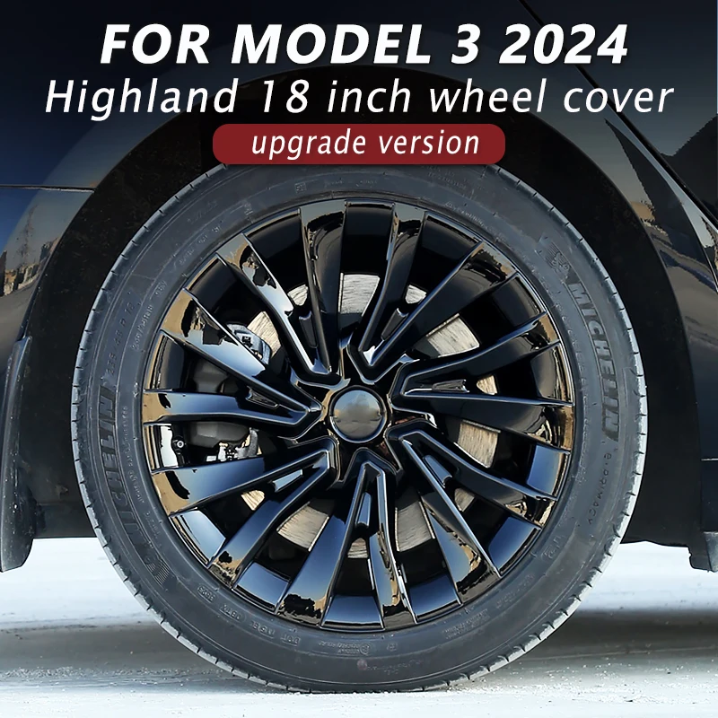 

4PCS HubCap for New Tesla Model 3 Highland 2024 Performance 18 Inch Wheel Cap Replacement Automobile Full Rim Cover Accessories