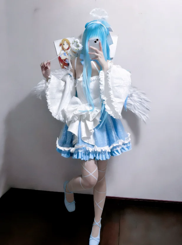 Disfraz de Cosplay de Yūki Asuna de Sword Art Online, Traje de Baile de Hadas SAO, Vestido de Lolita Dulce para Halloween y Carnaval
