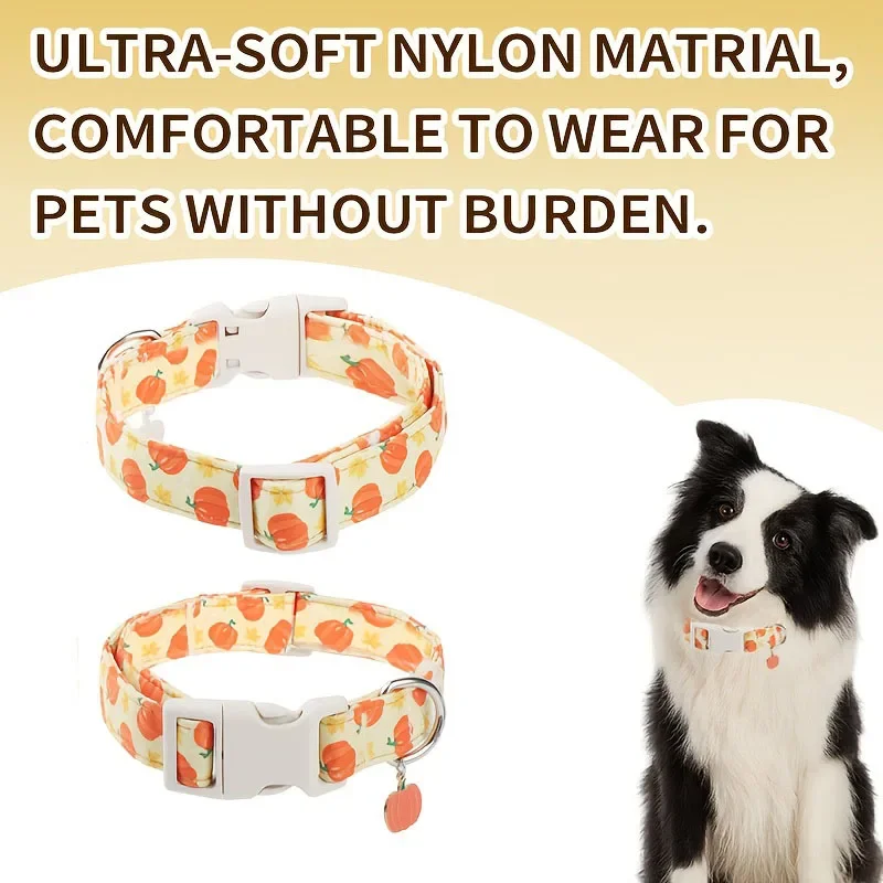 Halloween-Kürbis-Hundehalsband, atmungsaktiv, bequem, mit sicherer Schnalle, ausbruchsicher, modisches Halsband für Welpen – Detail 1