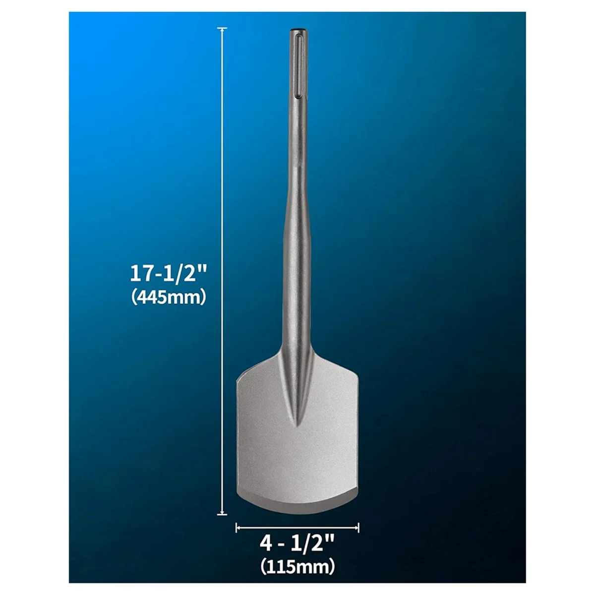 Max Clay Spade, 4-1/2 pulgadas. X 17 pulgadas. Broca de pala de taladro de acero para martillo perforador eléctrico SDS Max