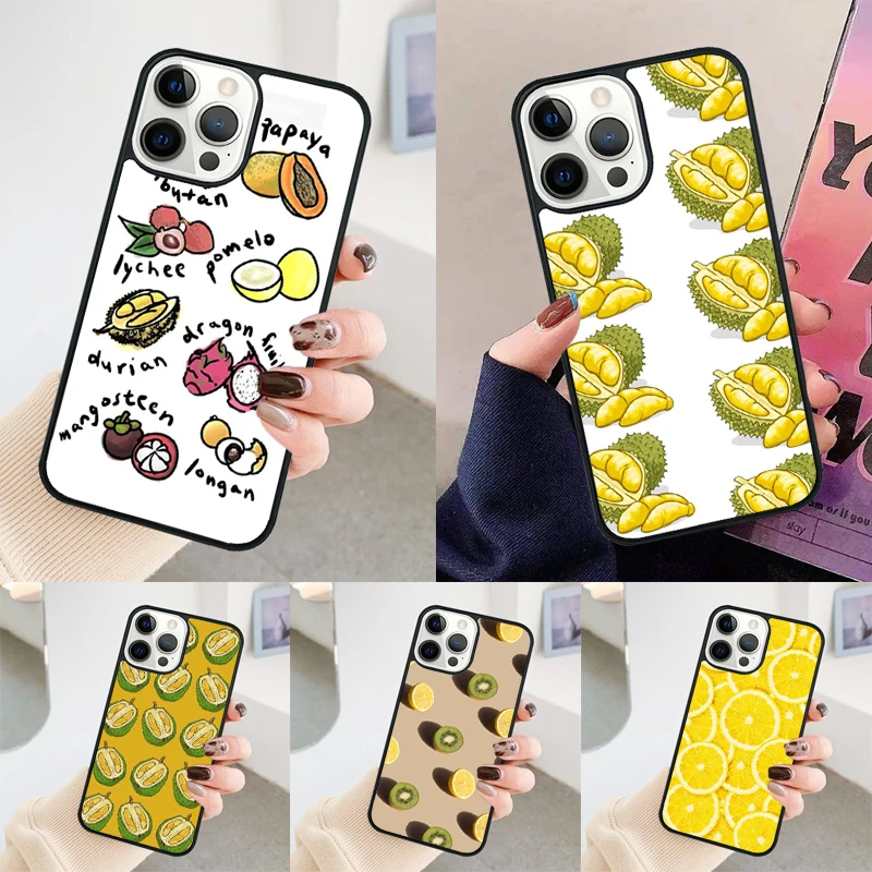 Fruit lemon orange durian phone case Cover For iPhone 14 15 16 Pro Max SE 2020 coque For apple 11 12 13 Pro Max 7 8 Plus