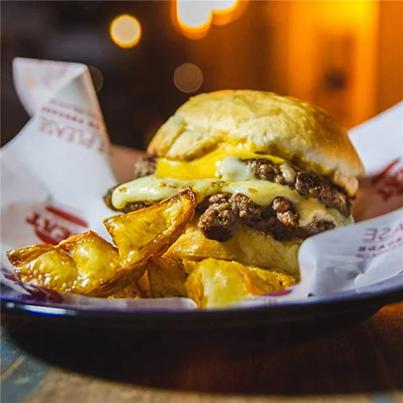 

ABAH-24 Pcs Plastic Fast Food Baskets Oval Serving Platter Breakfast Dinner Plates French Fries Cake Bread Tray Restaurant