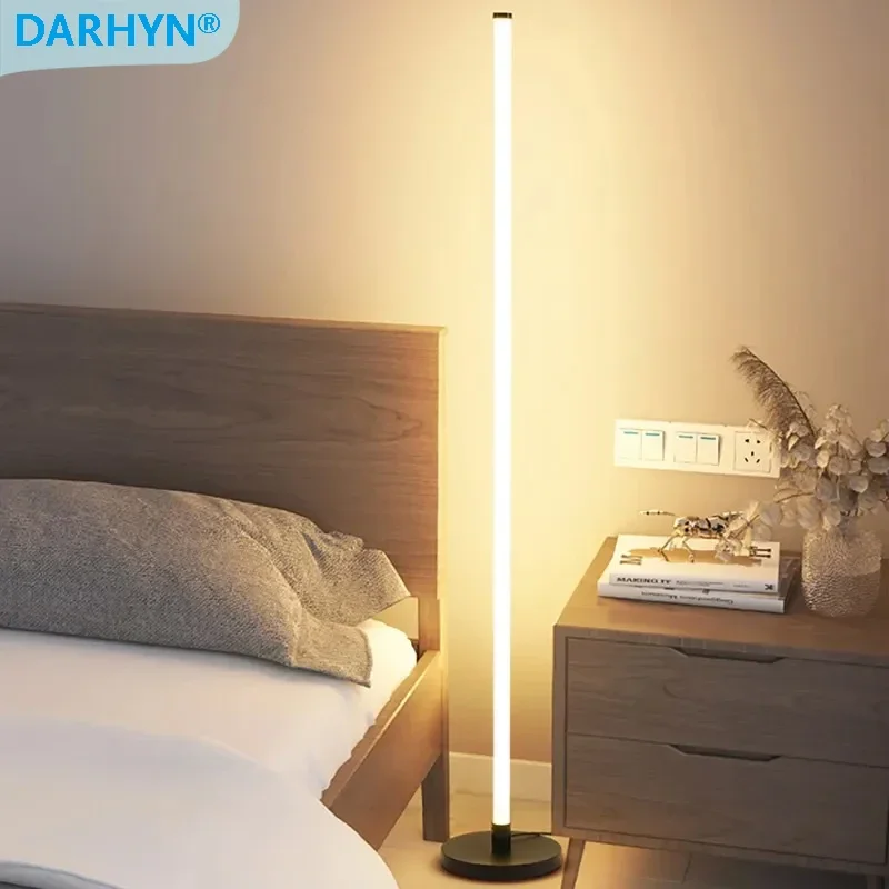 

Modern LED Floor Lamp Long Strip Light Bedroom Living Room Luminaire Study Vertical Lighting Bedside Rooms Decor Fixtures Lustre