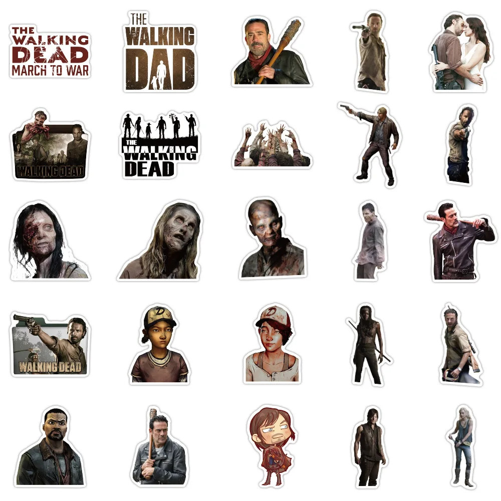 50 قطعة من ملصقات الرعب التلفزيونية الأمريكية The Walking Dead الكتابة على الجدران، أكواب مياه للأمتعة المثيرة، سكوتر مقاوم للماء