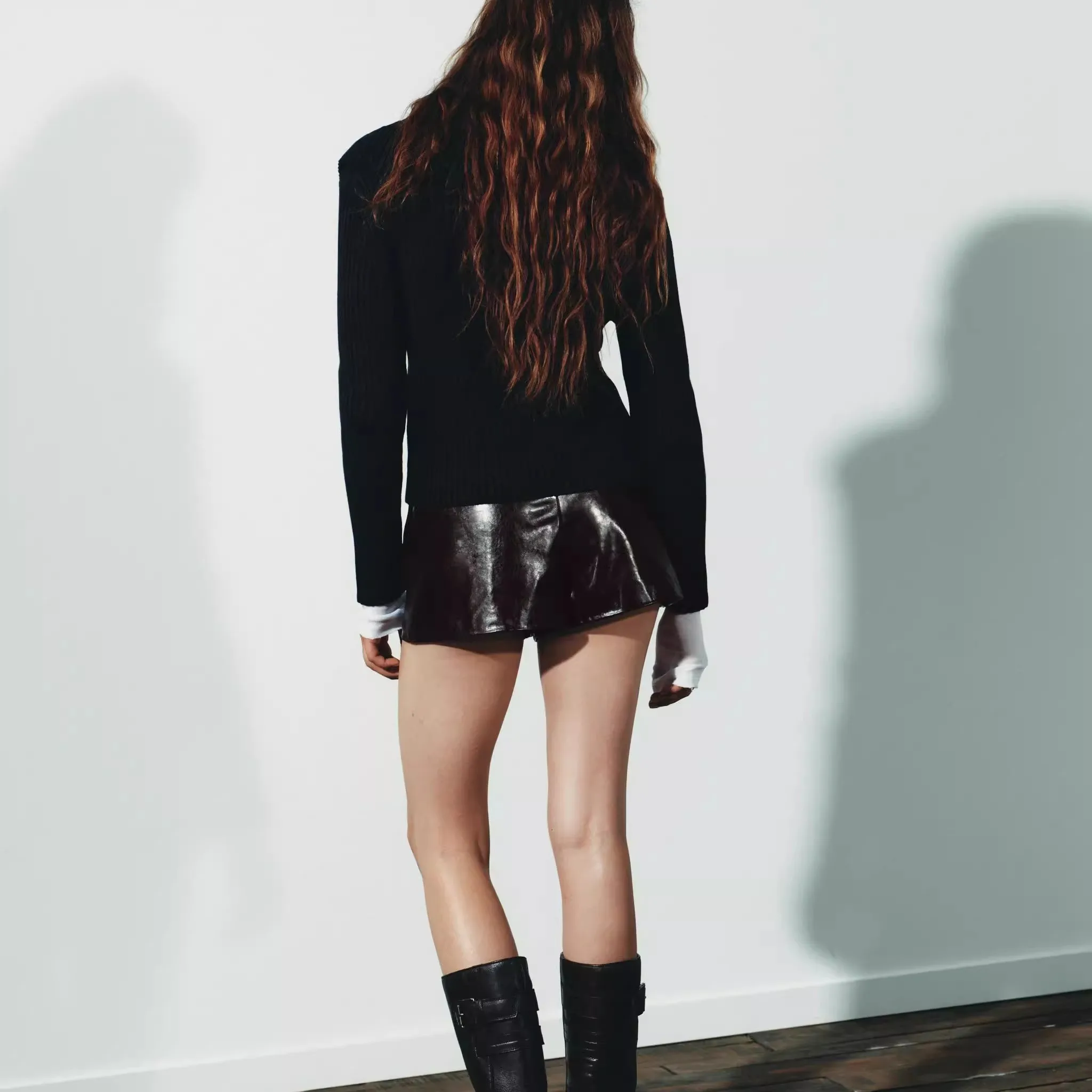 Faionable a vita alta in ecopelle orths da donna nuovo autunno 2025 Sli versatile pantaloni ort coreano Sle gamba dritta