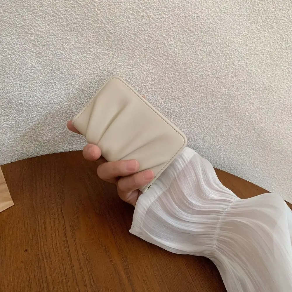 Mini cartera corta de cuero PU a la moda, cartera plisada multifuncional de dos pliegues, tarjetero plegable de gran capacidad para mujer