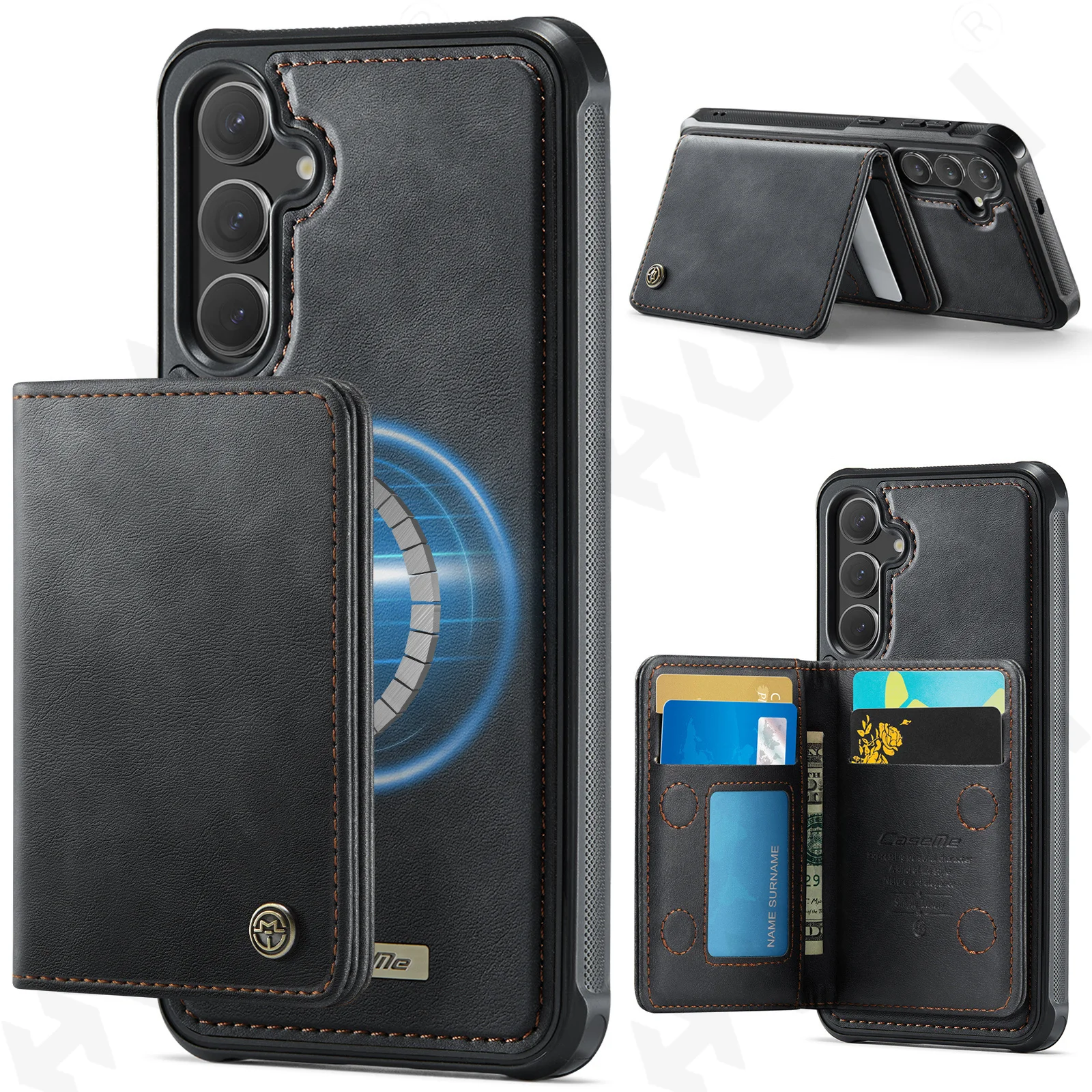 Case For Samsung S26 FE Premium Faux Leather Flip RFID Protective Cover with Magnetic Card Function Cover Phone Case