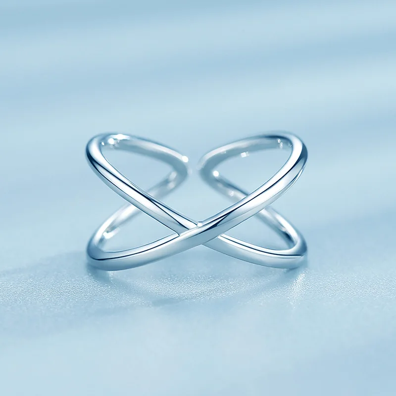 

Серебряные кольца 925 пробы с перекрывающимися геометрическими узорами для женщин, свадебные, элегантные ювелирные украшения, предотвращающие аллергию