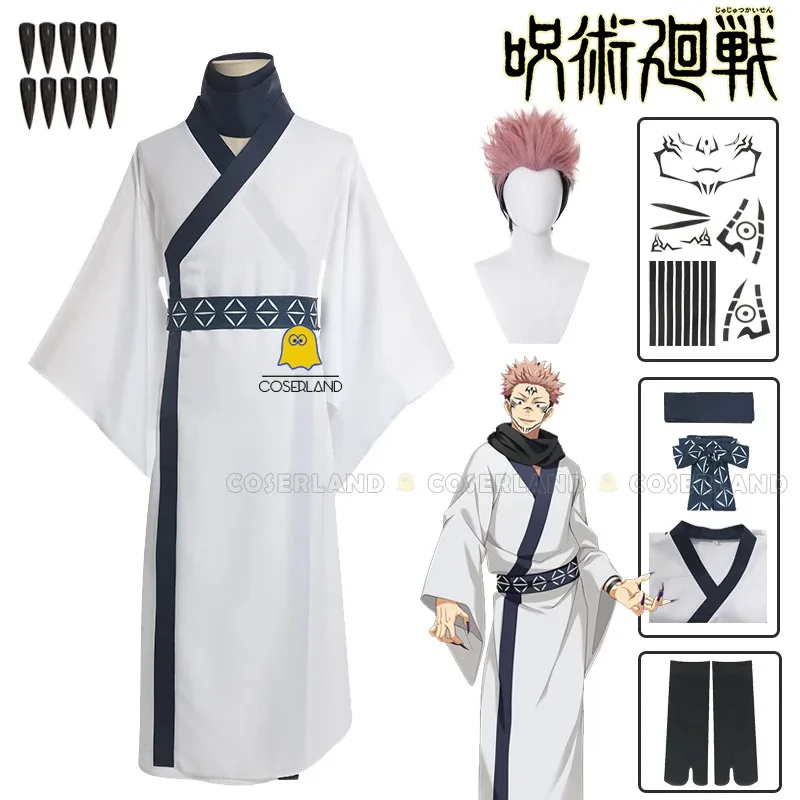 Рымень Сукуна Косплей Костюм Парик Аниме Белое Кимоно Униформа Наклейки Шарф Король Кошельцев Хэллоуин Женщины Мужчины Рымень Сукуна Косплей Костюм Парик Аниме Белое Кимоно Униформа Наклейки Шарф Король Кошельцев Хэллоуин Женщины Мужчины