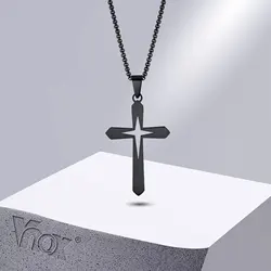 Vnox Stainless Steel Hollow Star Cross Pendant Necklace Hypoallergenic Cool Cross Charm Necklaces for Women Men Delicate Jewelry