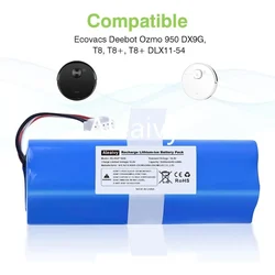 6800mAh 14.4V Robot Vacuum Cleaner Sweeper Replacement Batteries For Ecovacs Deebot X1 Ozmo T5 T8 T9 950 DX9G DX93 DX96 DLX11-54