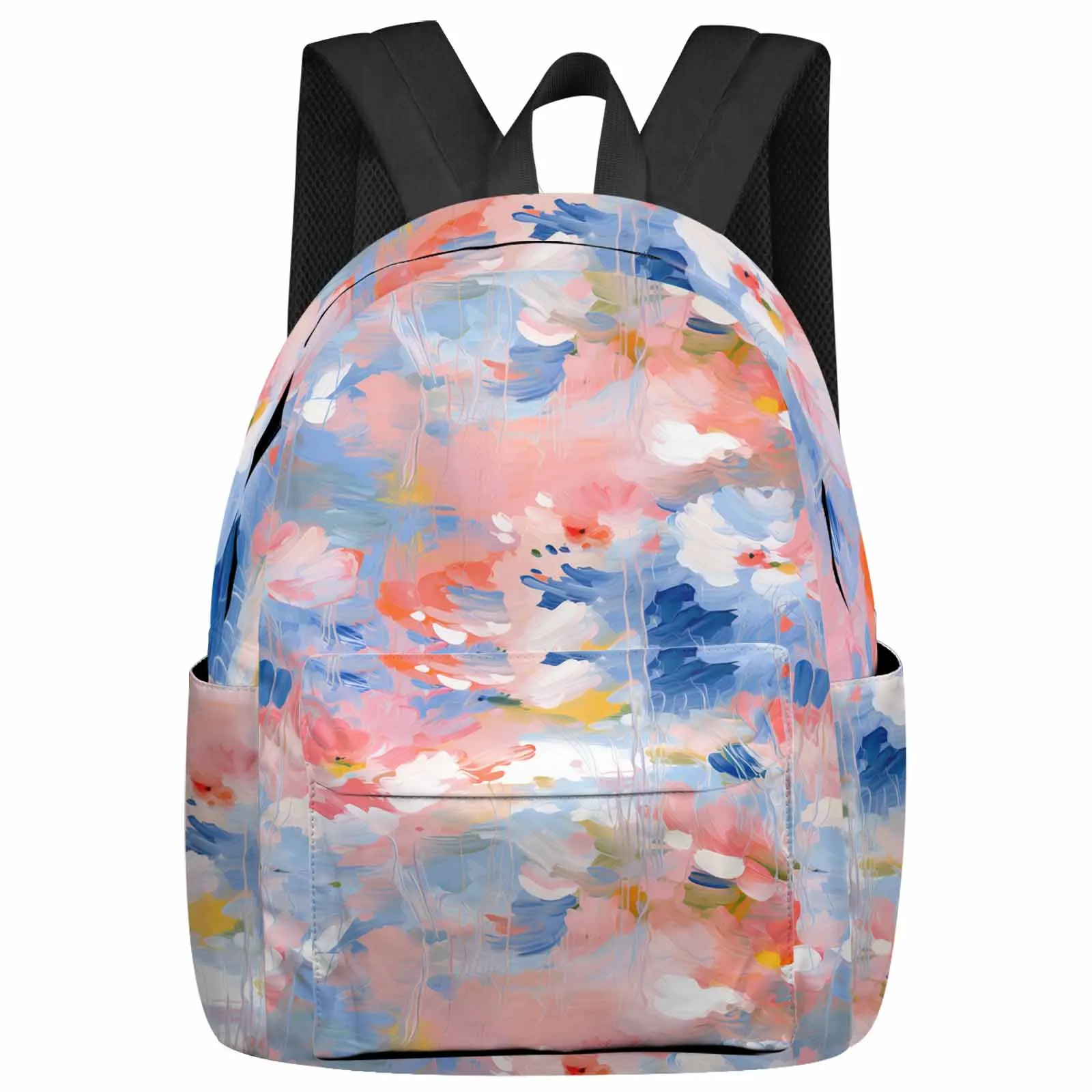 Abstract Flower Oil Painting Backpack School Bags for Teenagers Students Laptop Bag Women's Casual Travel Backpack