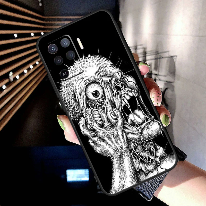 Gothic Fashion Skull Case For OPPO A96 A76 A16 A94 A74 A54 A53 A57 S A15 A52 A72 A93 A5 A9 A31 A17 A77 A78 Coque