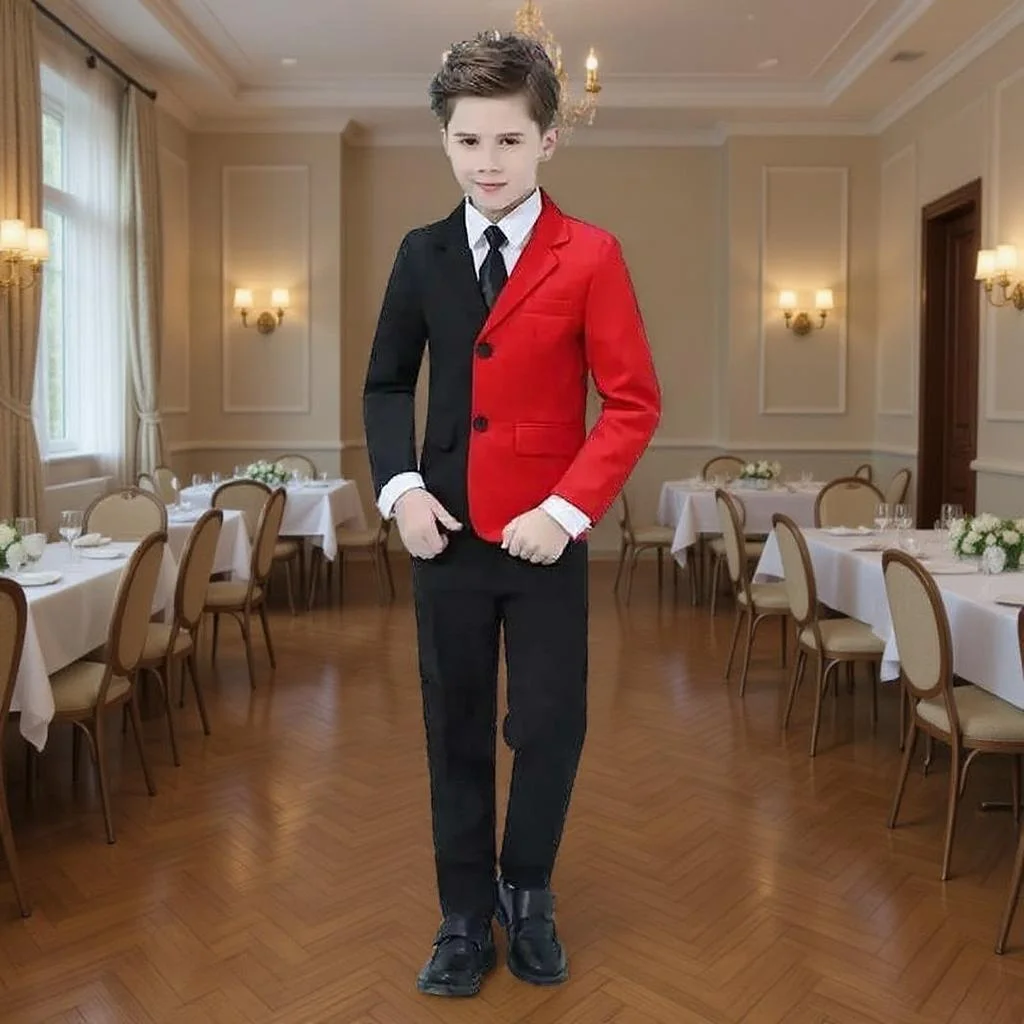 

Suits for Flower Boy Kids Formal Jacket Vest Pants Wedding Tuxedo 2 Pieces Children Suit for Birthday Party Photograph Show