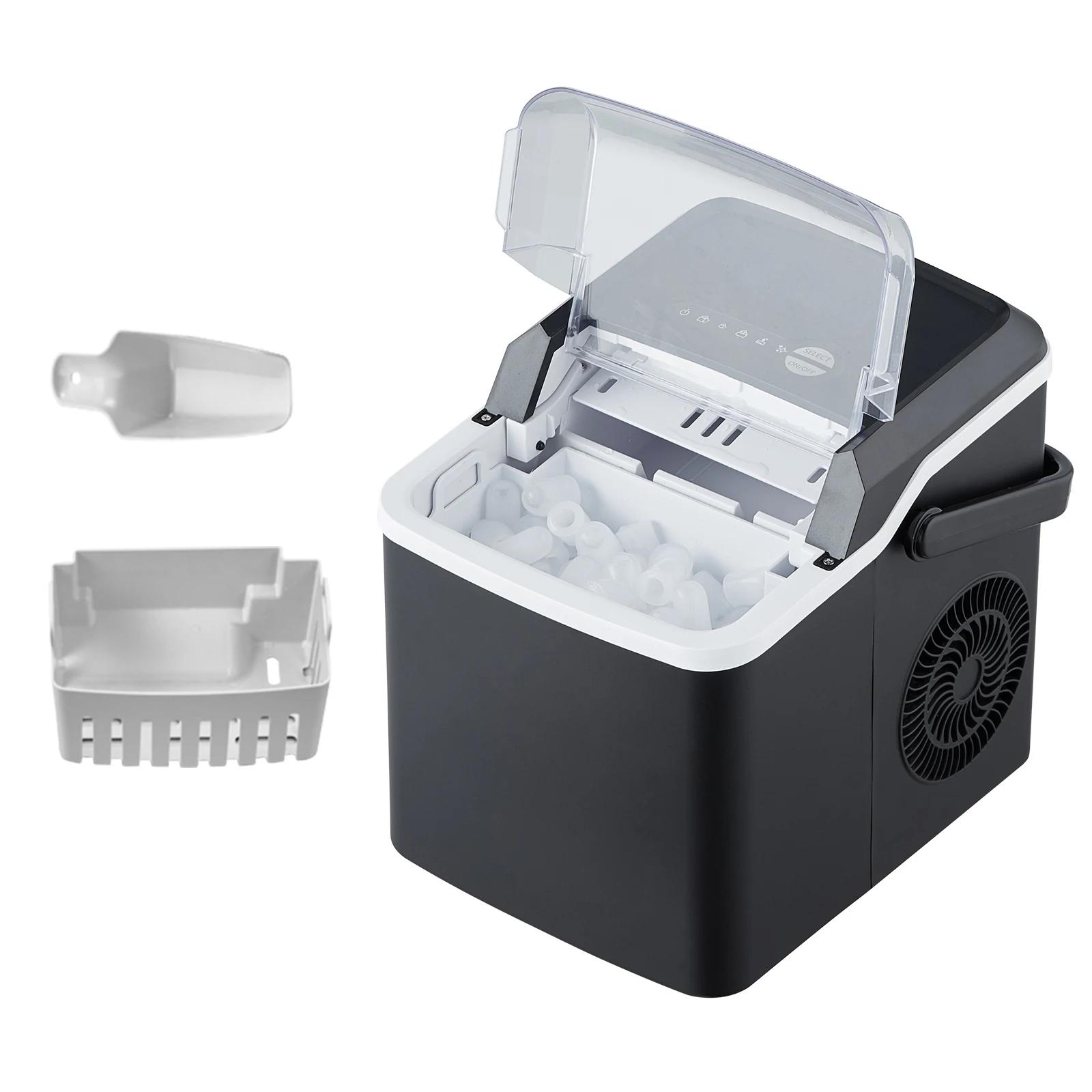 VEVOR Countertop Ice Maker Self-Cleaning Portable Ice Maker with Ice Scoop and Basket Ice Machine with 2 Sizes Bullet Ice