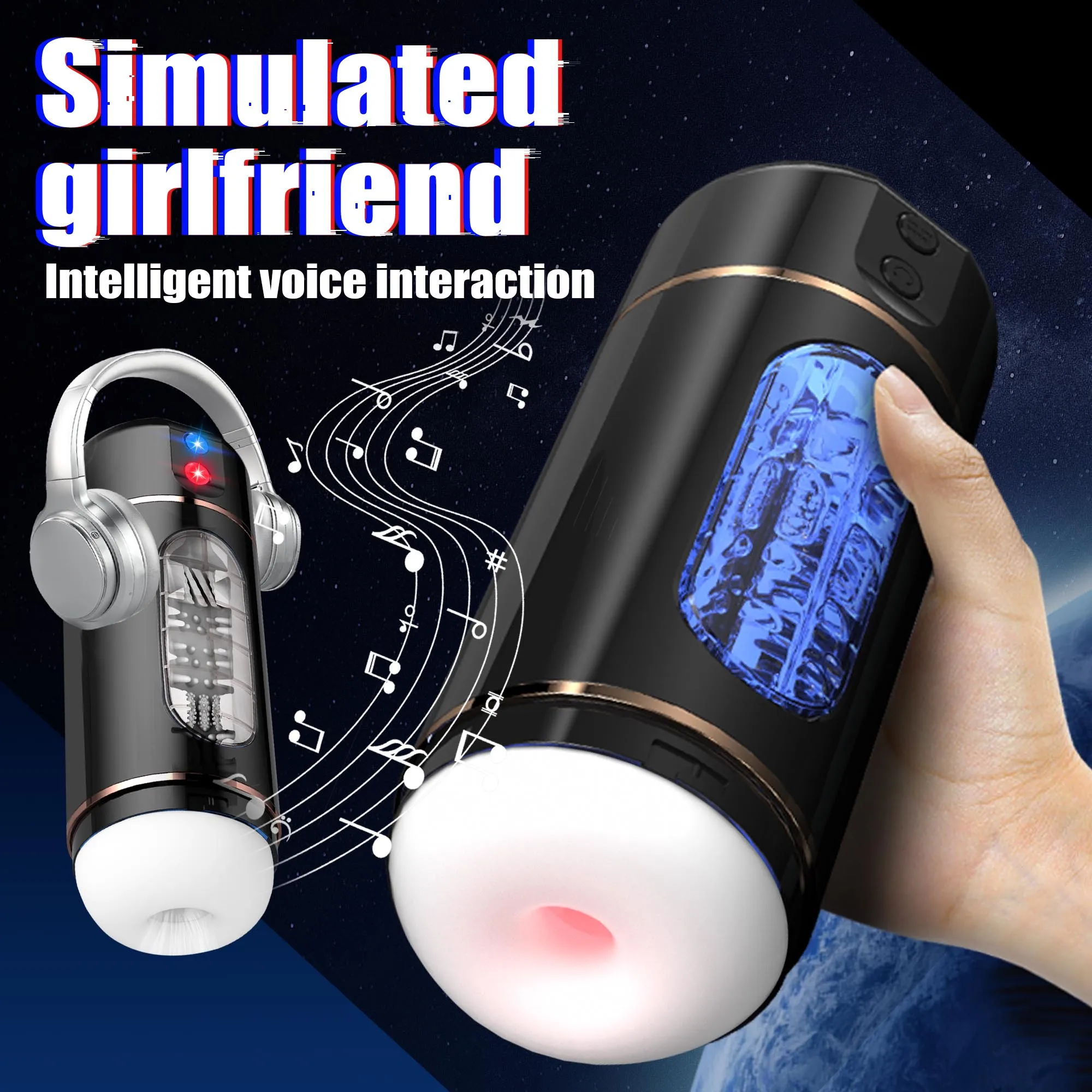 New Automatic Male Masturbator Cup Vibration Blowjob Squeezable Pocket Pussy Vagina Penis Oral Sex Machine Toys for Man Adults 3