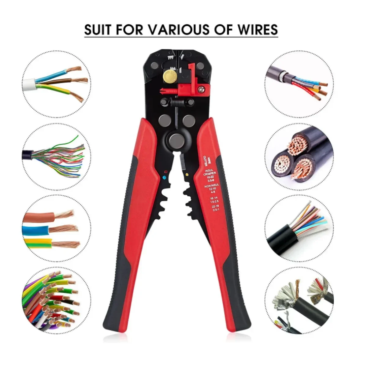 Crimper Cable Cutter Professional Electrician Wire Stripper Tools Adjustable Automatic Wire Stripper Multifunctional Pliers