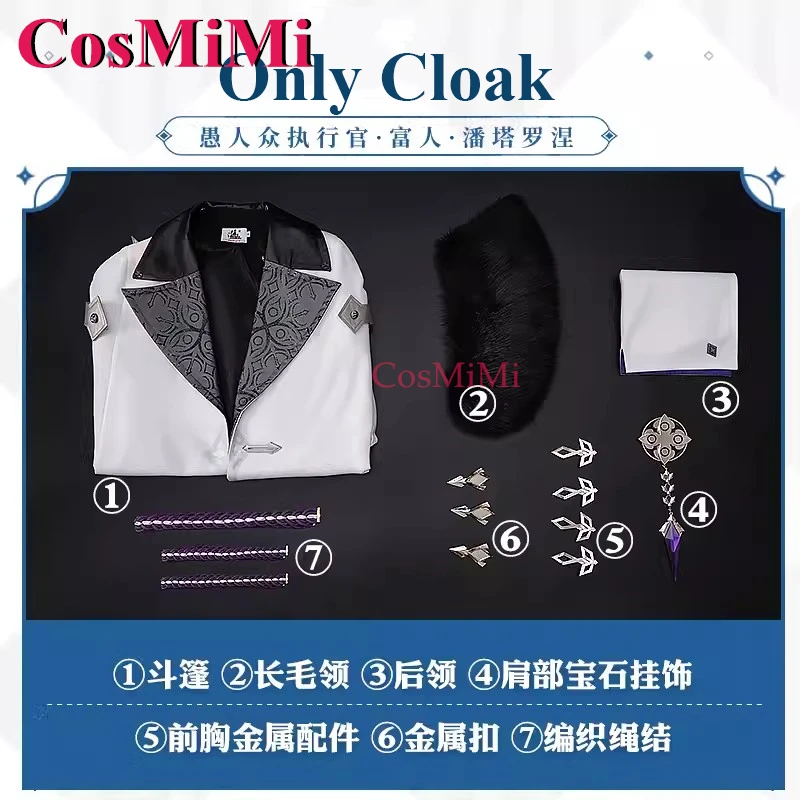 CosMiMi Pantalone Cosplay Game Genshin Impact Costume Fatui Fashion Gorgeous Cloak Outfit Carnival Party Role Play Clothing S-XL