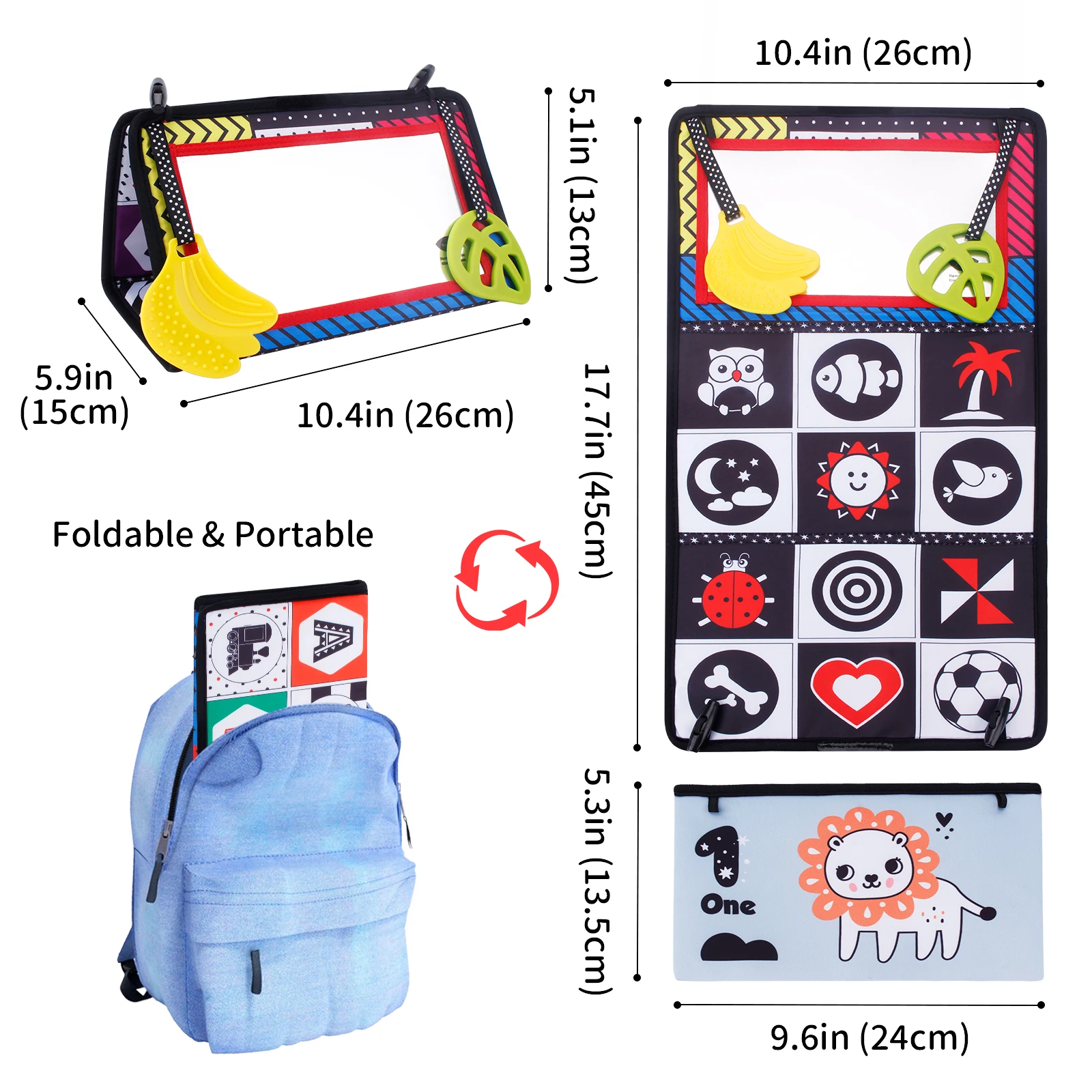 Baby Cloth Book with Distorting Mirror Soft Cartoon Parent-child Interactive Montessori Early Educational Toy for Children Gifts