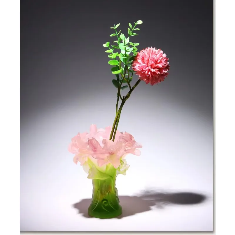 DSA glass lily vase small ornament, incense burner, light luxury high-end living room decoration, crystal crafts, moving gift