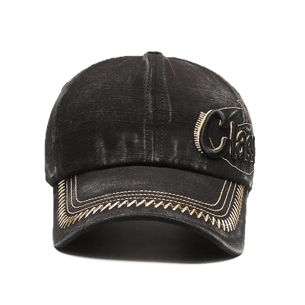 Casquette en denim vintage élastique avec lettre 3D pour hommes et femmes, casquettes de baseball noires, chapeau de camionneur, sports de plein air