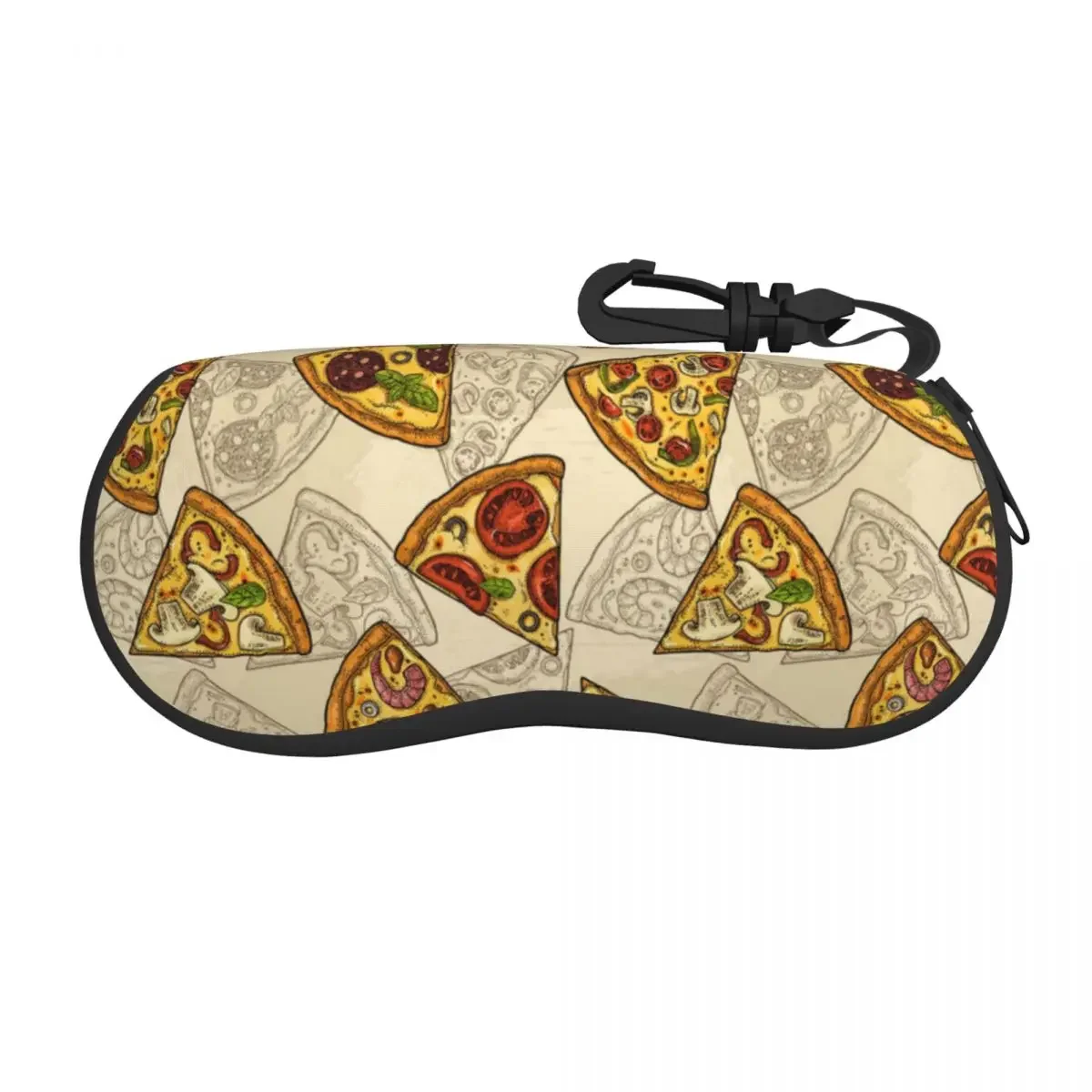 Portable Eyewear Case Slice Pizza Pepperoni Sunglasses Soft Case Glasses Box with Lanyard Zipper Eyeglass Case