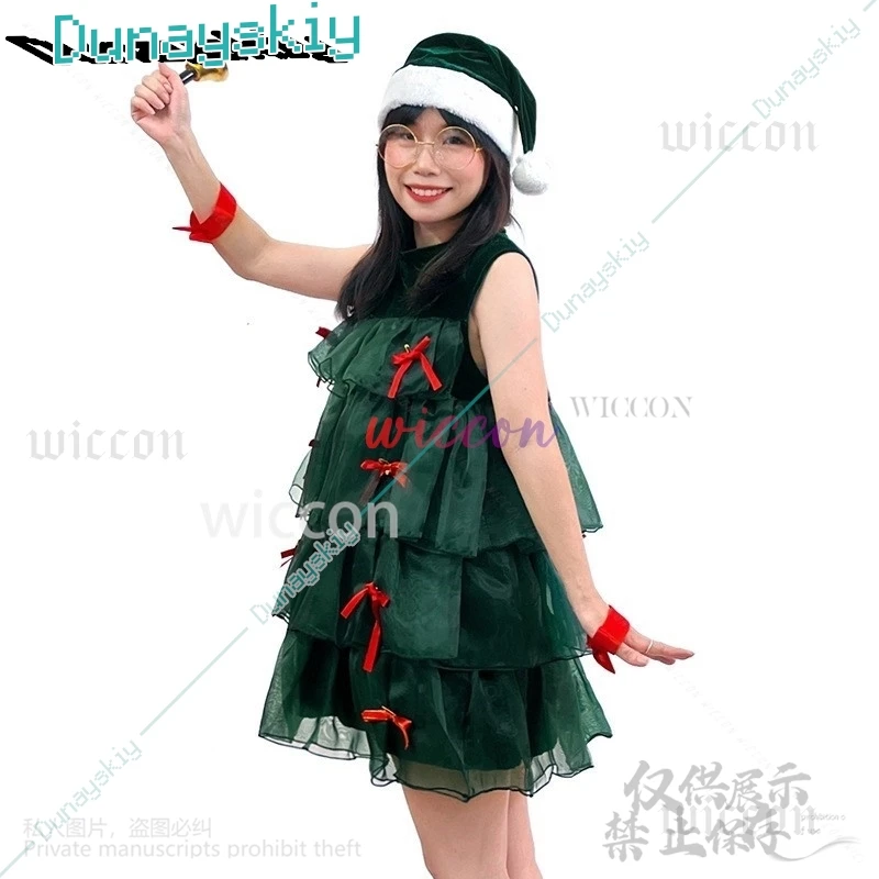 2024 Kerstkostuum Cosplay Anime Jurk Lolita Kawaii Holiday Party Danspak Groene Kanten Jurk Voor Vrouw Meisjes Aangepast