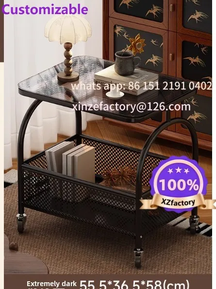 Customizable Mobile coffee table trolley snack rack sofa side living room bedside storage rack